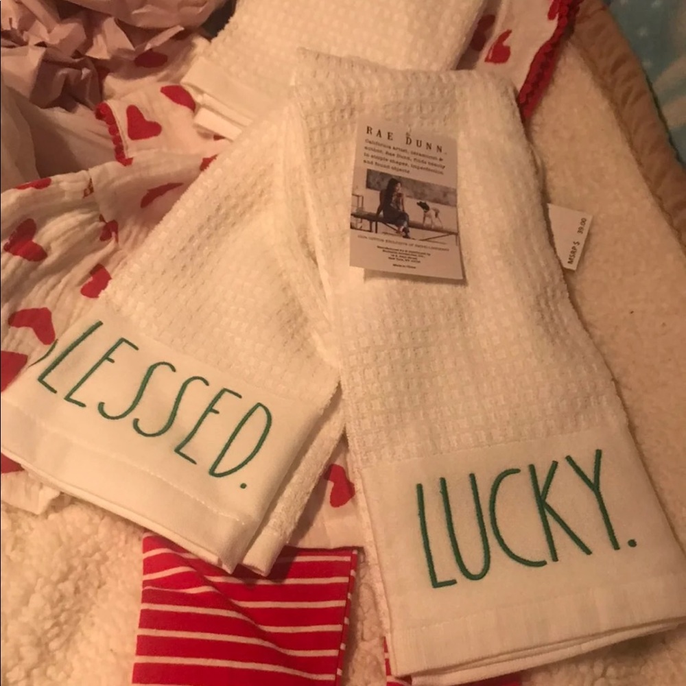4 Rae Dunn Kitchen towels - Picture 2 of 2